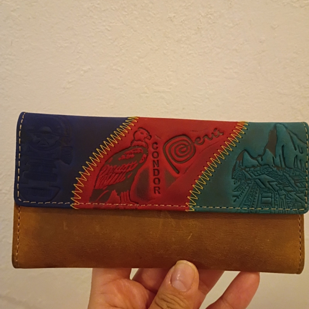 Multicolor Embossed Wallet with Peruvian Design